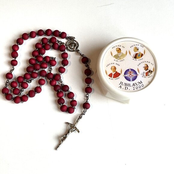 Vintage Jubilee Year 2000 Rosary With Case Four Popes John Paul II Italy RARE - Picture 1 of 10